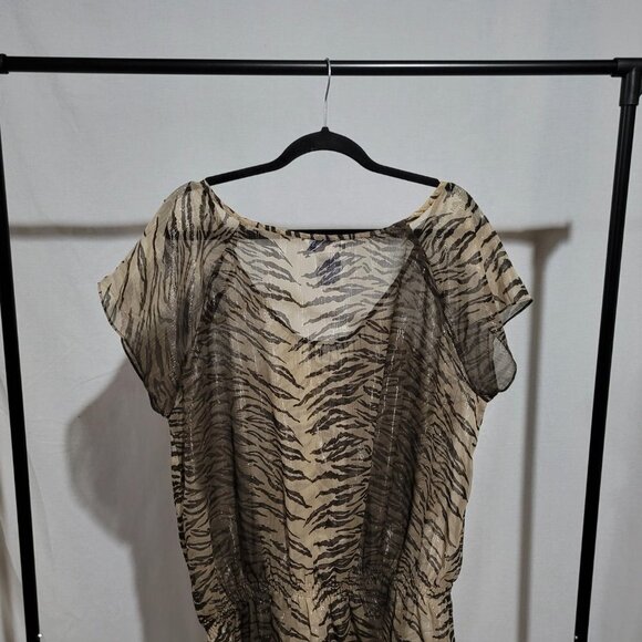 Paragon blouse tiger stripe sheer vintage animal print shirt plus size 2X 1990s - Picture 7 of 13